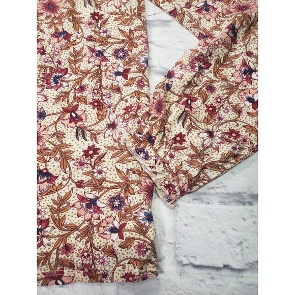 Lucky Brand Womens S/P Long-Sleeve Floral Top Back Keyhole - Picture 3 of 7